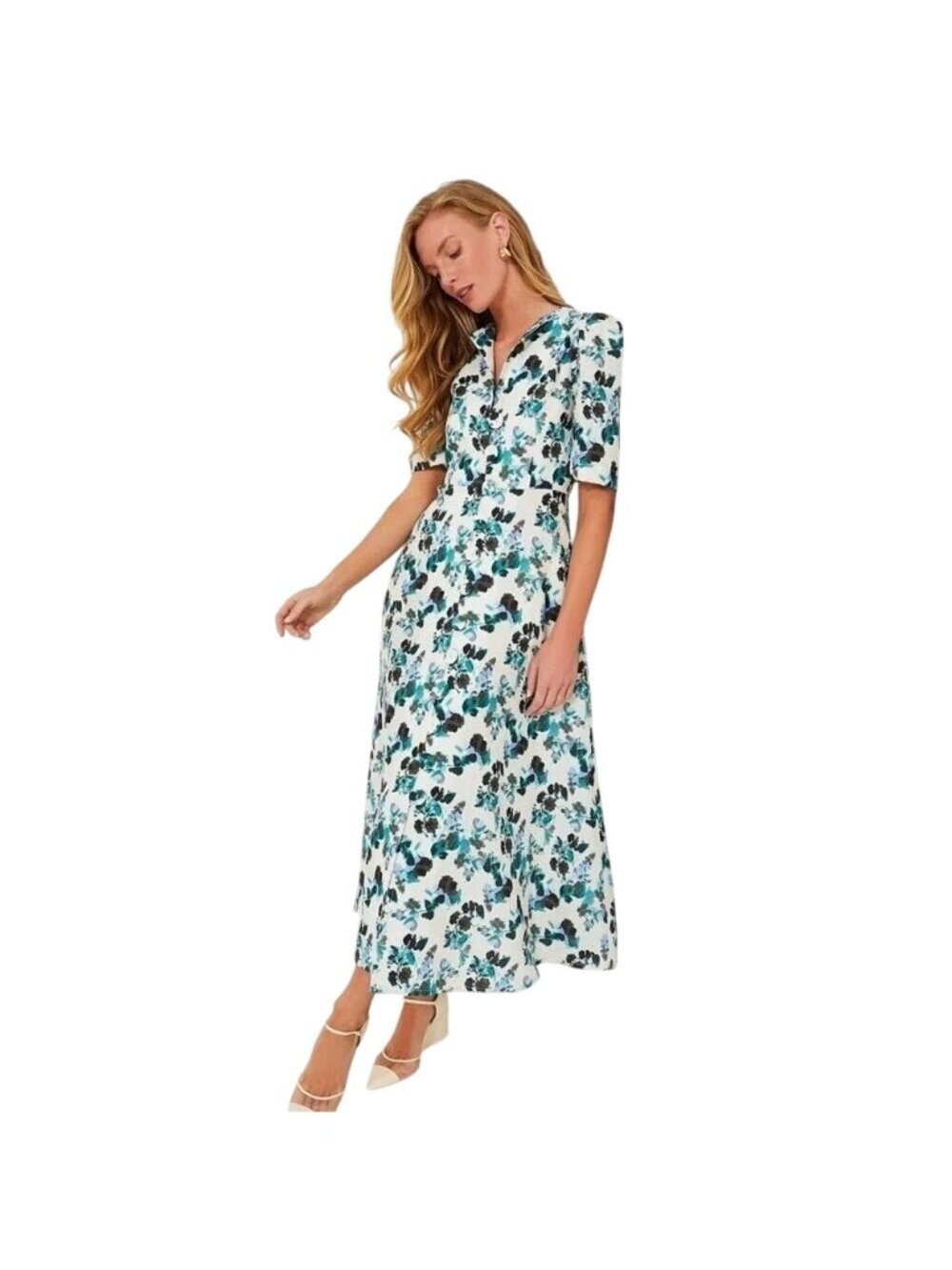 Tuckernuck Hadley Dress in Blue Blooms New Womens Floral Midi Aline - Picture 2 of 8